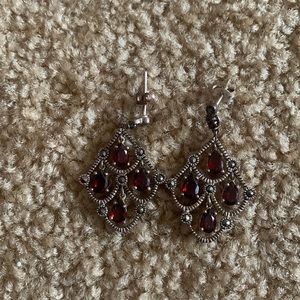 Chandelier marquisate sterling silver garnet earrings